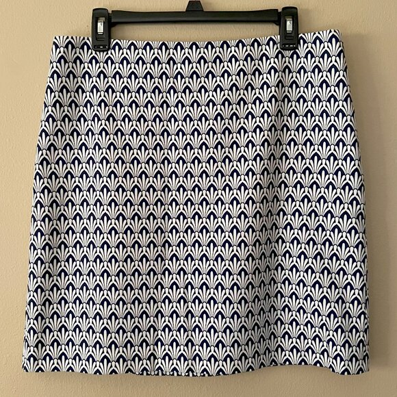 (NWOT) Talbots Art Deco A-Line Skirt Navy and White Size 10 - Picture 2 of 5